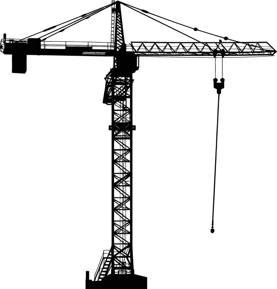 ai généré silhouette rail monté la tour grue industriel lourd équipement noir Couleur seulement vecteur