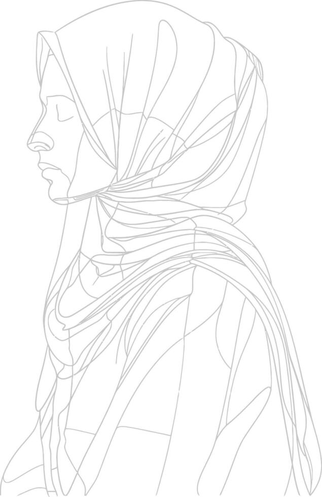 ai généré esthétique femmes hijab continu ligne art style symbole de femmes journées vecteur