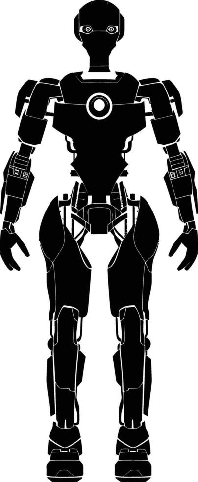 ai généré silhouette robot personnage noir Couleur seulement plein corps vecteur