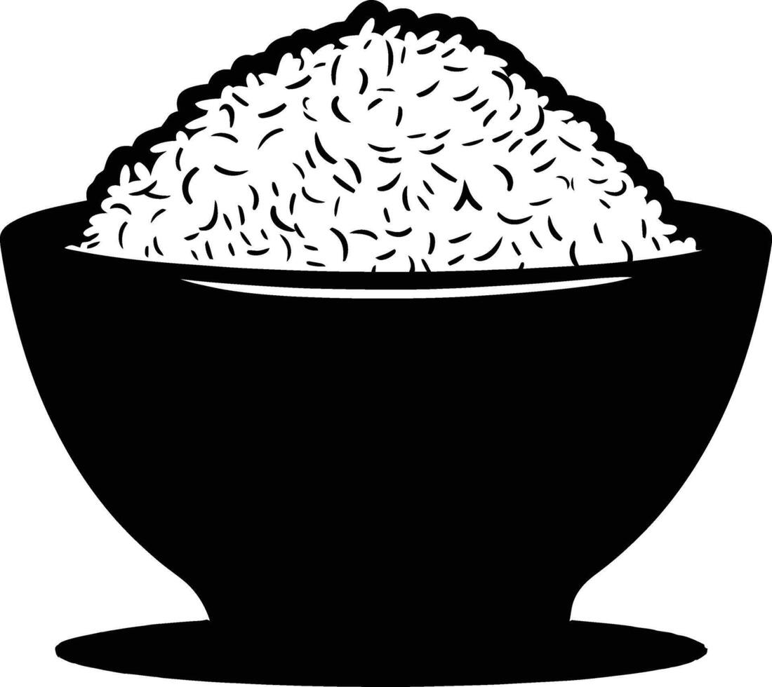 ai généré silhouette une bol de riz nourriture noir Couleur seulement vecteur