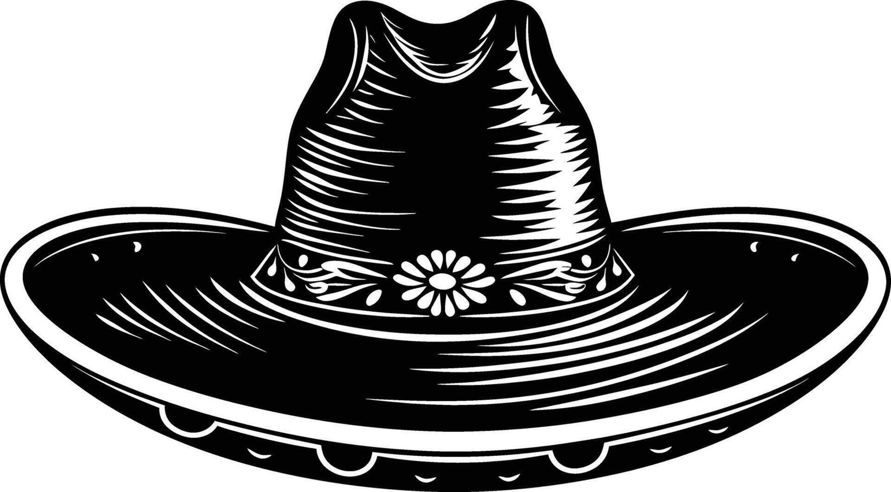 ai généré silhouette mexicain chapeau sombrero noir Couleur seulement vecteur