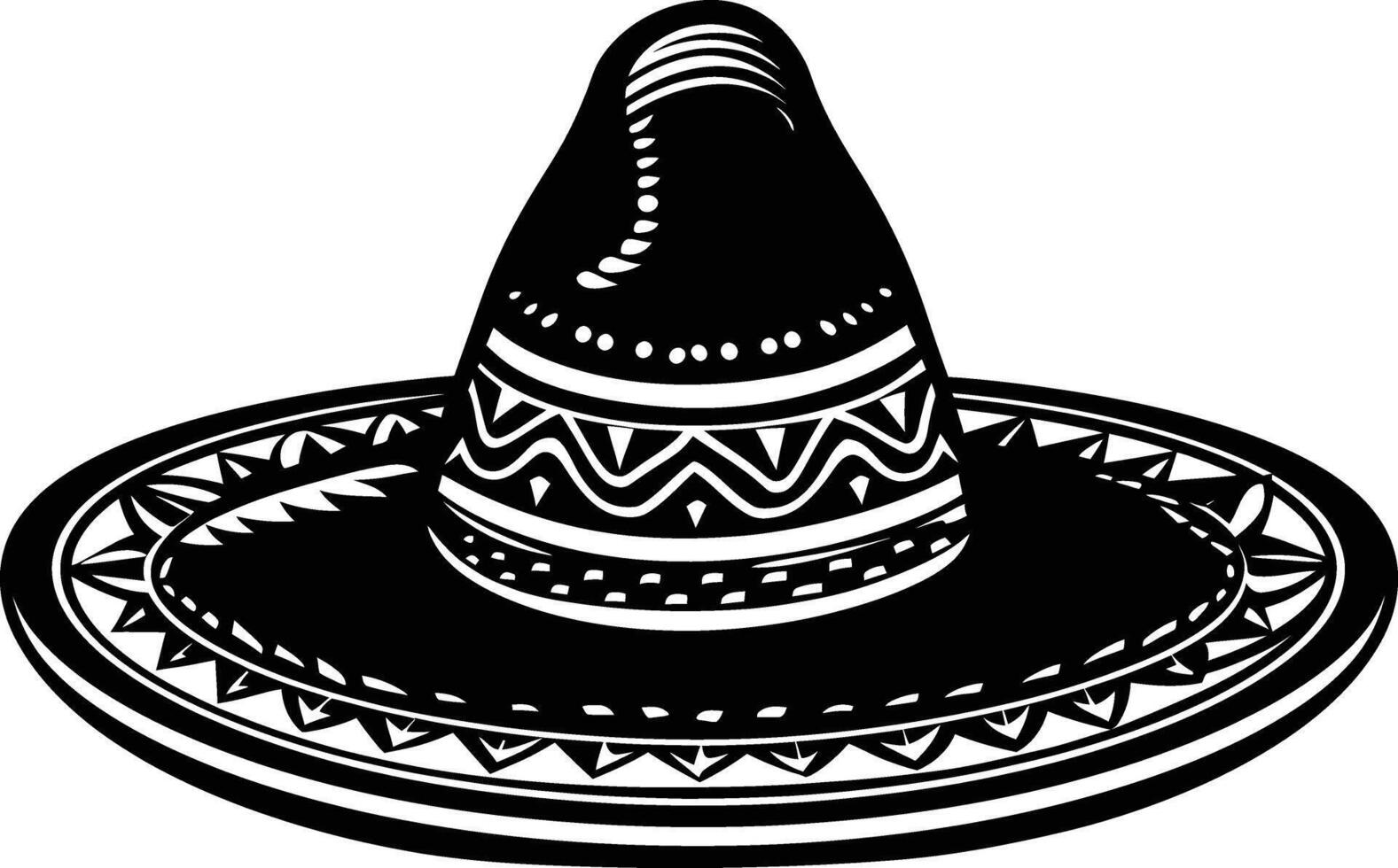 ai généré silhouette mexicain chapeau sombrero noir Couleur seulement vecteur