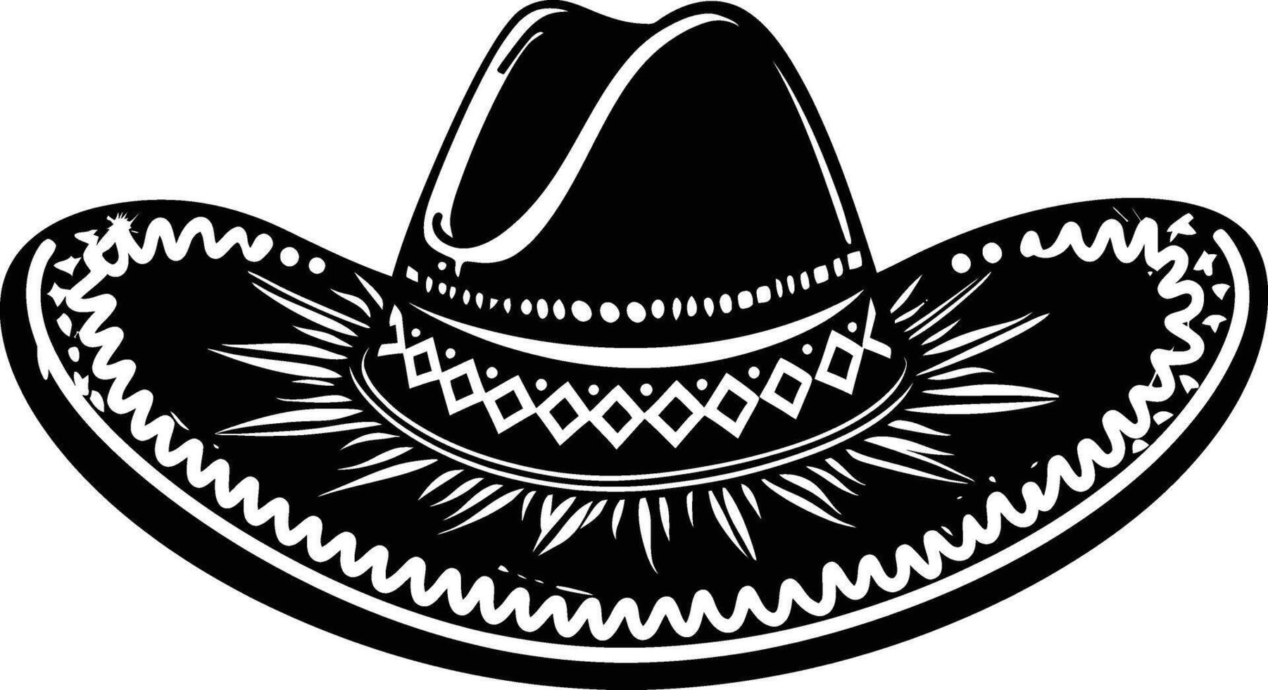 ai généré silhouette mexicain chapeau sombrero noir Couleur seulement vecteur