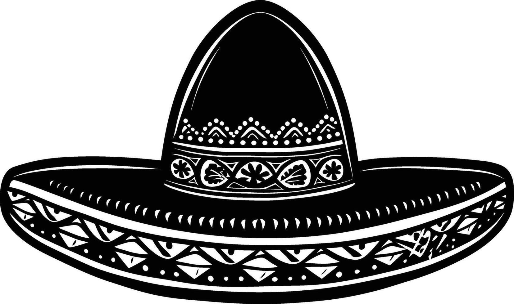 ai généré silhouette mexicain chapeau sombrero noir Couleur seulement vecteur