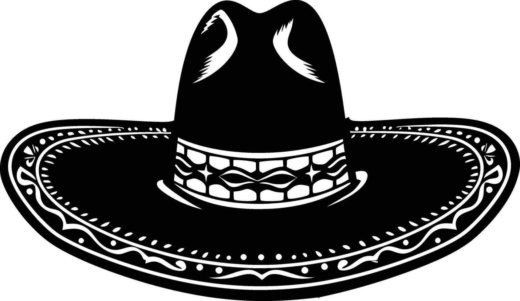 ai généré silhouette mexicain chapeau sombrero noir Couleur seulement vecteur