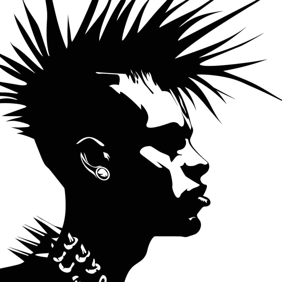 ai généré silhouette punk homme tête peau tête noir Couleur seulement plein corps vecteur