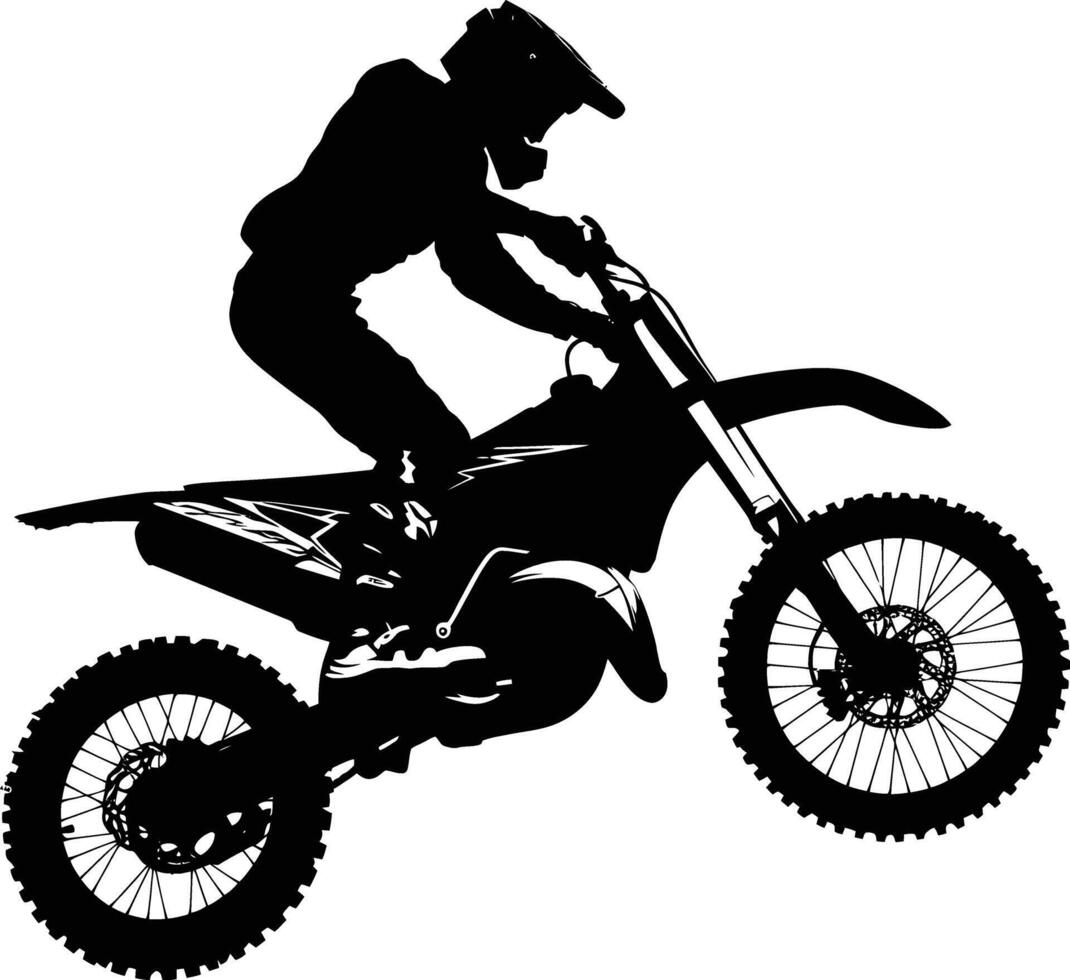 ai généré silhouette motocross sauts dans le air noir Couleur seulement vecteur