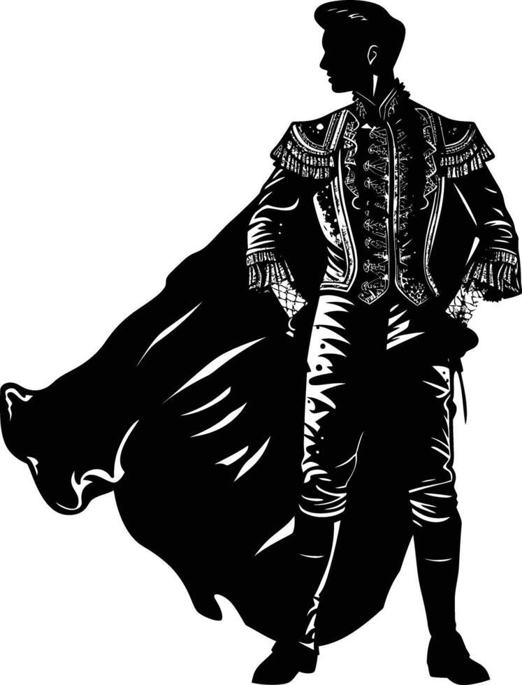 ai généré silhouette matador noir Couleur seulement plein corps vecteur