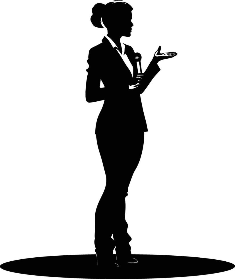 ai généré silhouette affaires femme fabrication présentation noir Couleur seulement vecteur