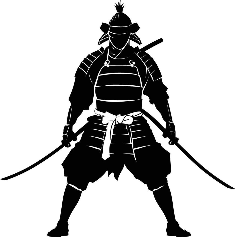 ai généré silhouette Japonais shogun guerrier noir Couleur seulement vecteur