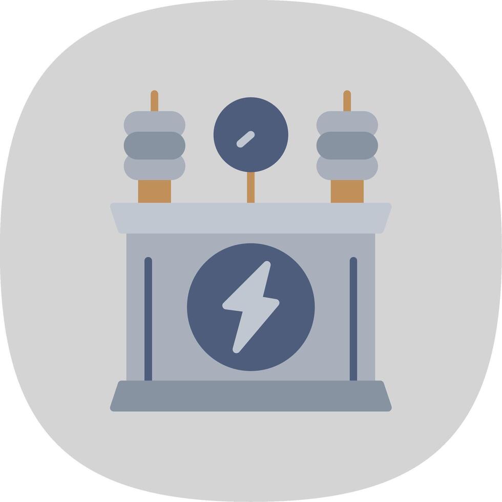 Puissance transformateur plat courbe icône vecteur