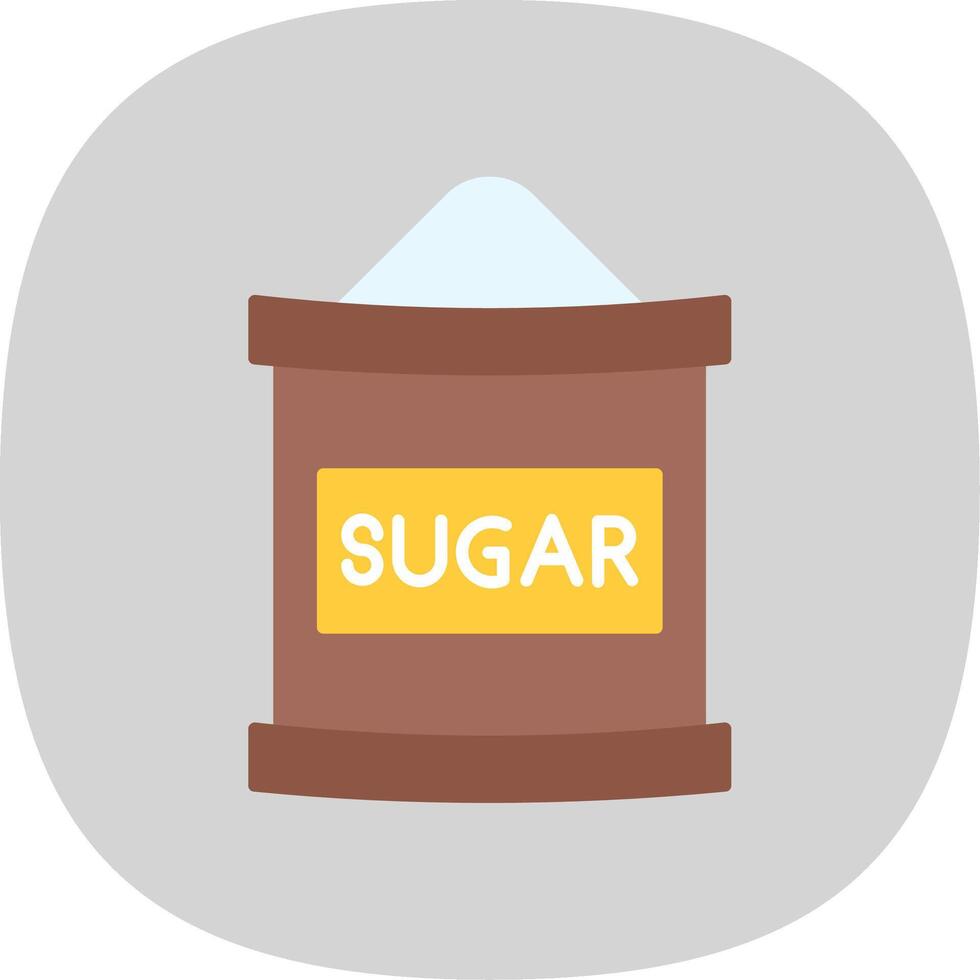 sucre sac plat courbe icône vecteur