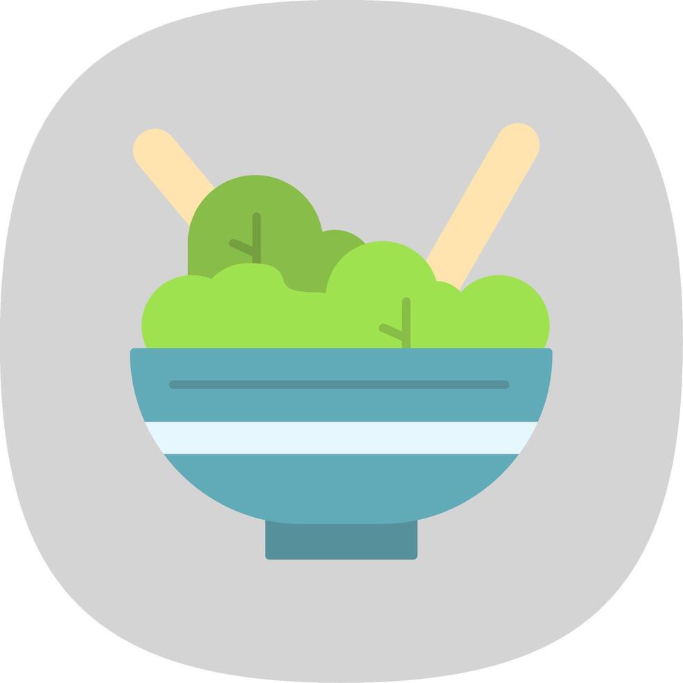 salade bol plat courbe icône vecteur