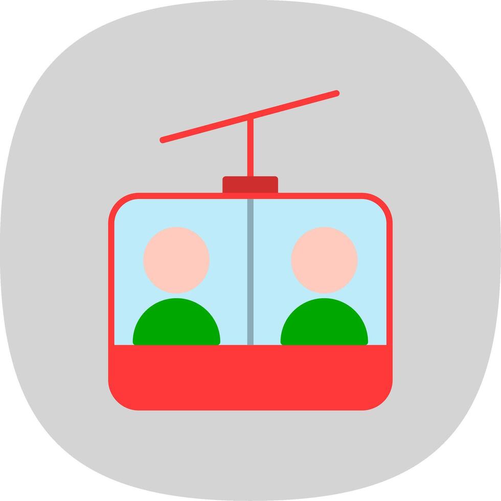 ski ascenseur plat courbe icône vecteur