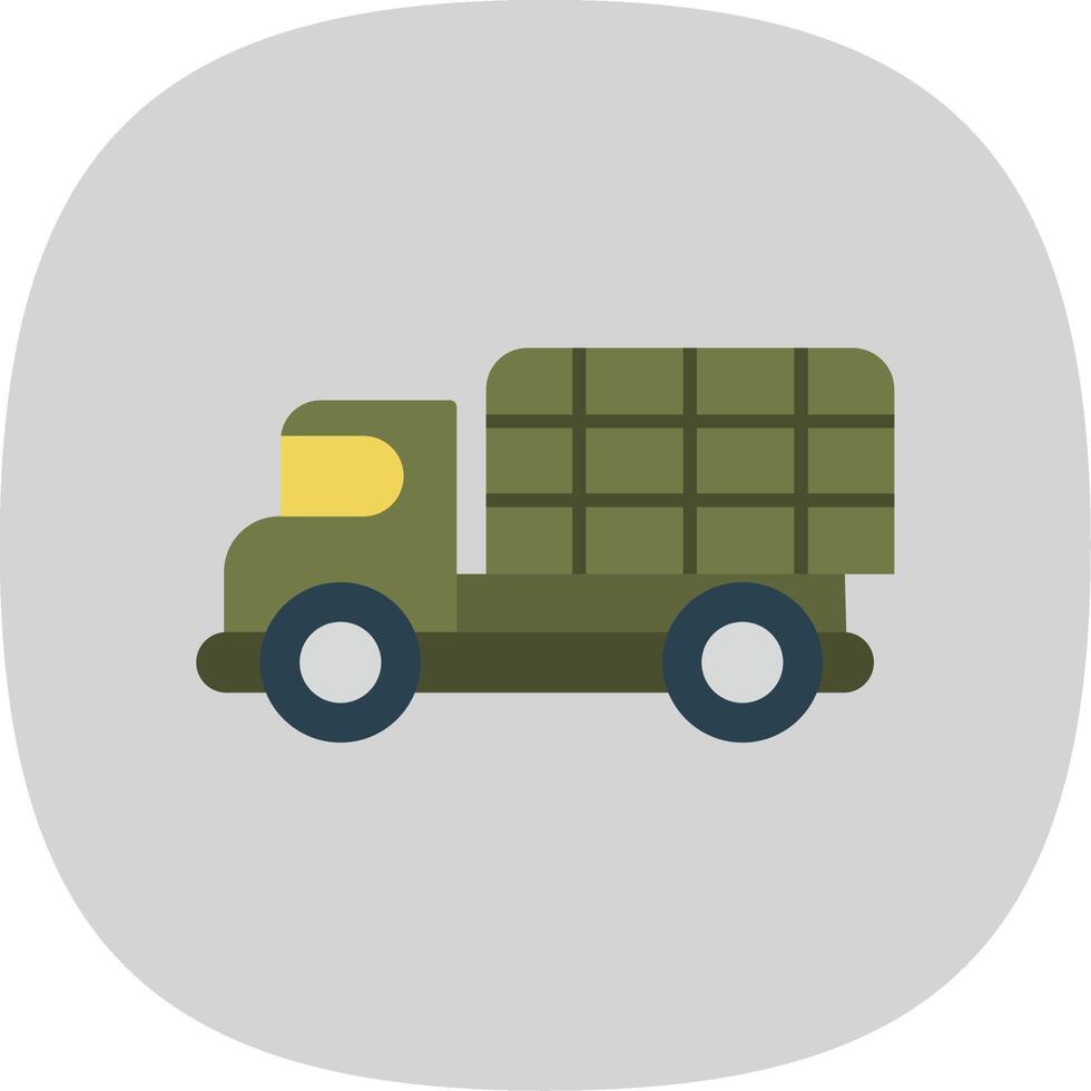 militaire un camion plat courbe icône vecteur