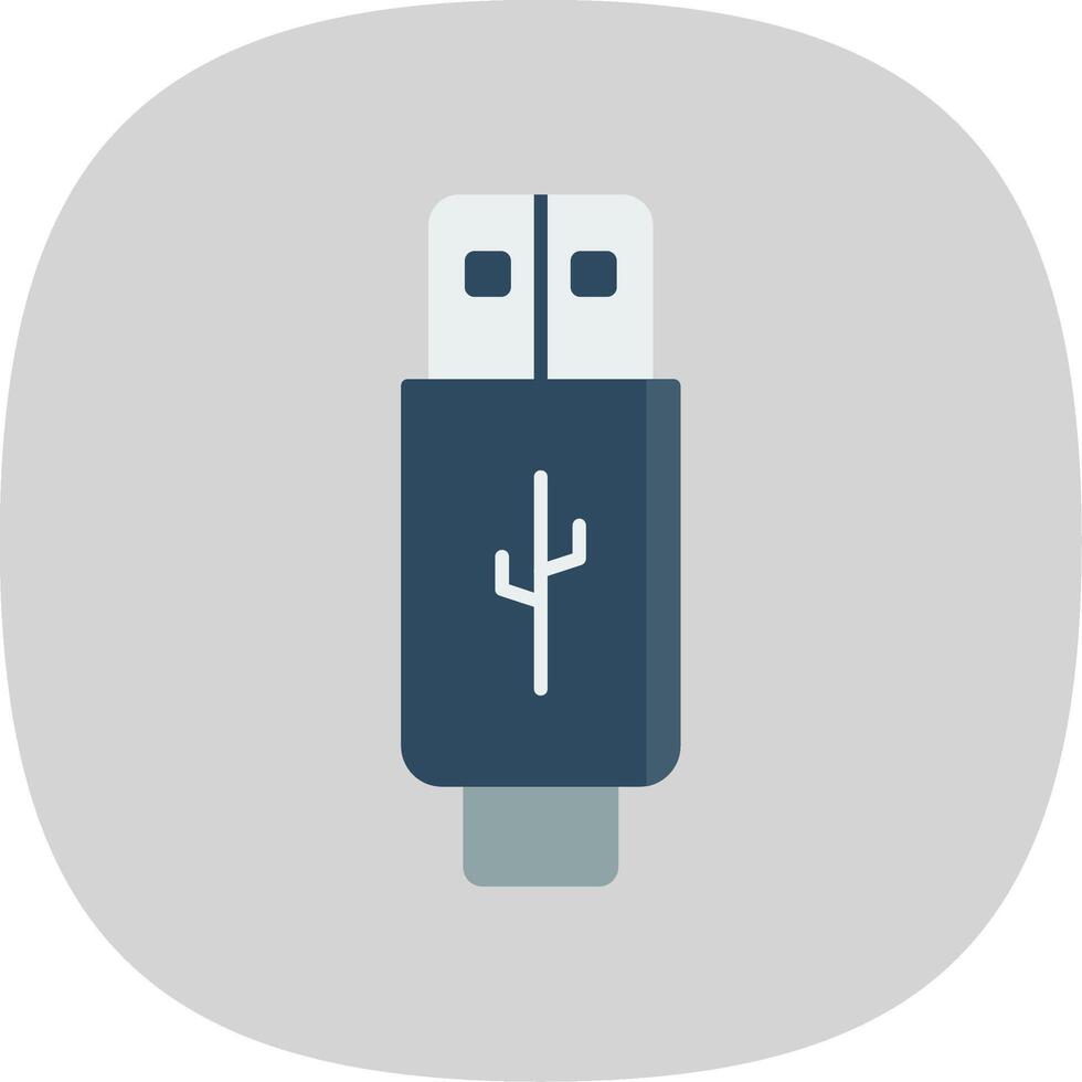 USB plat courbe icône vecteur