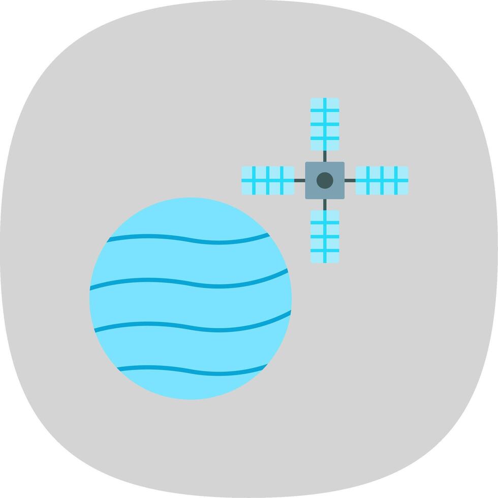 Vénus avec Satellite plat courbe icône vecteur
