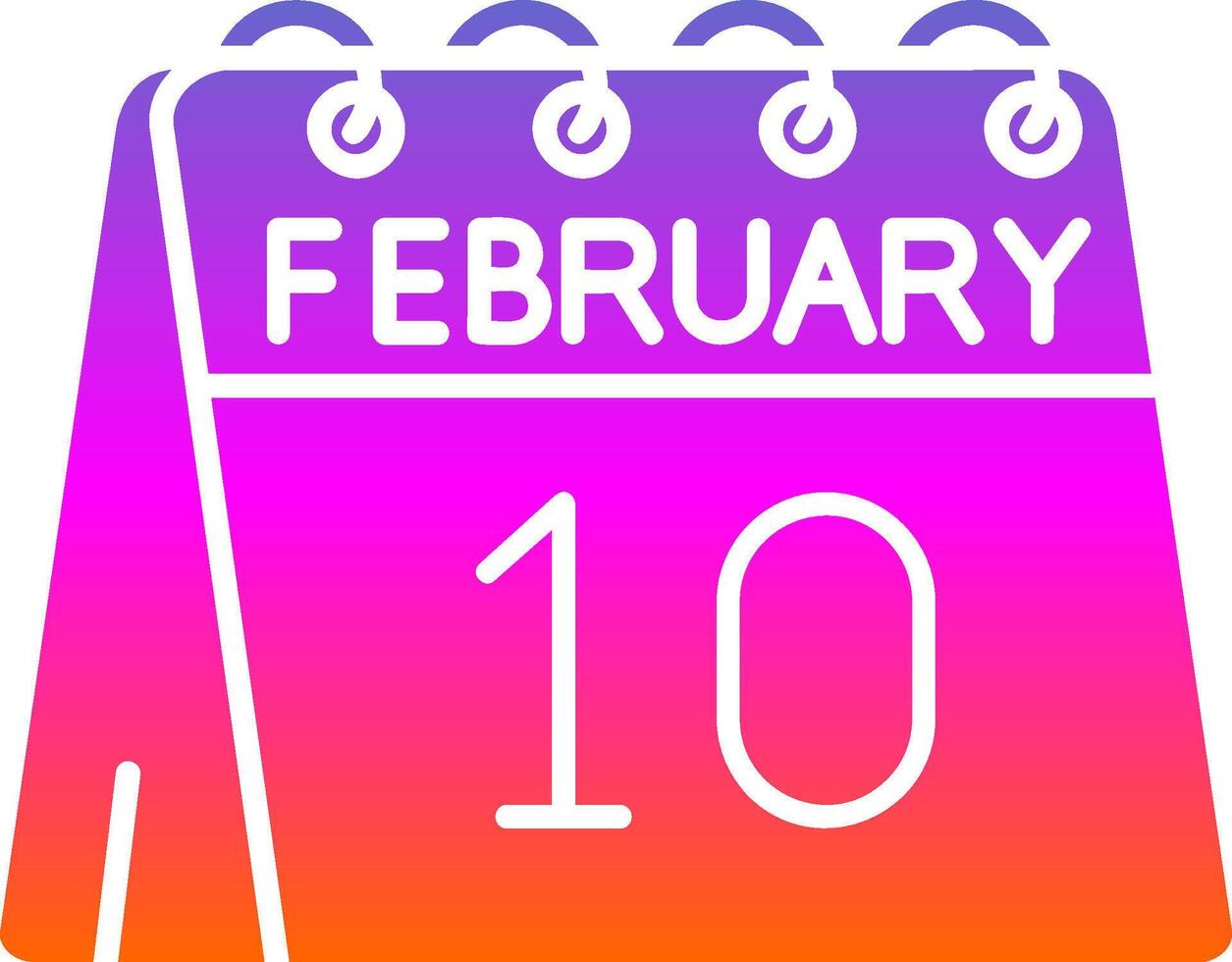 10e de février glyphe pente icône vecteur