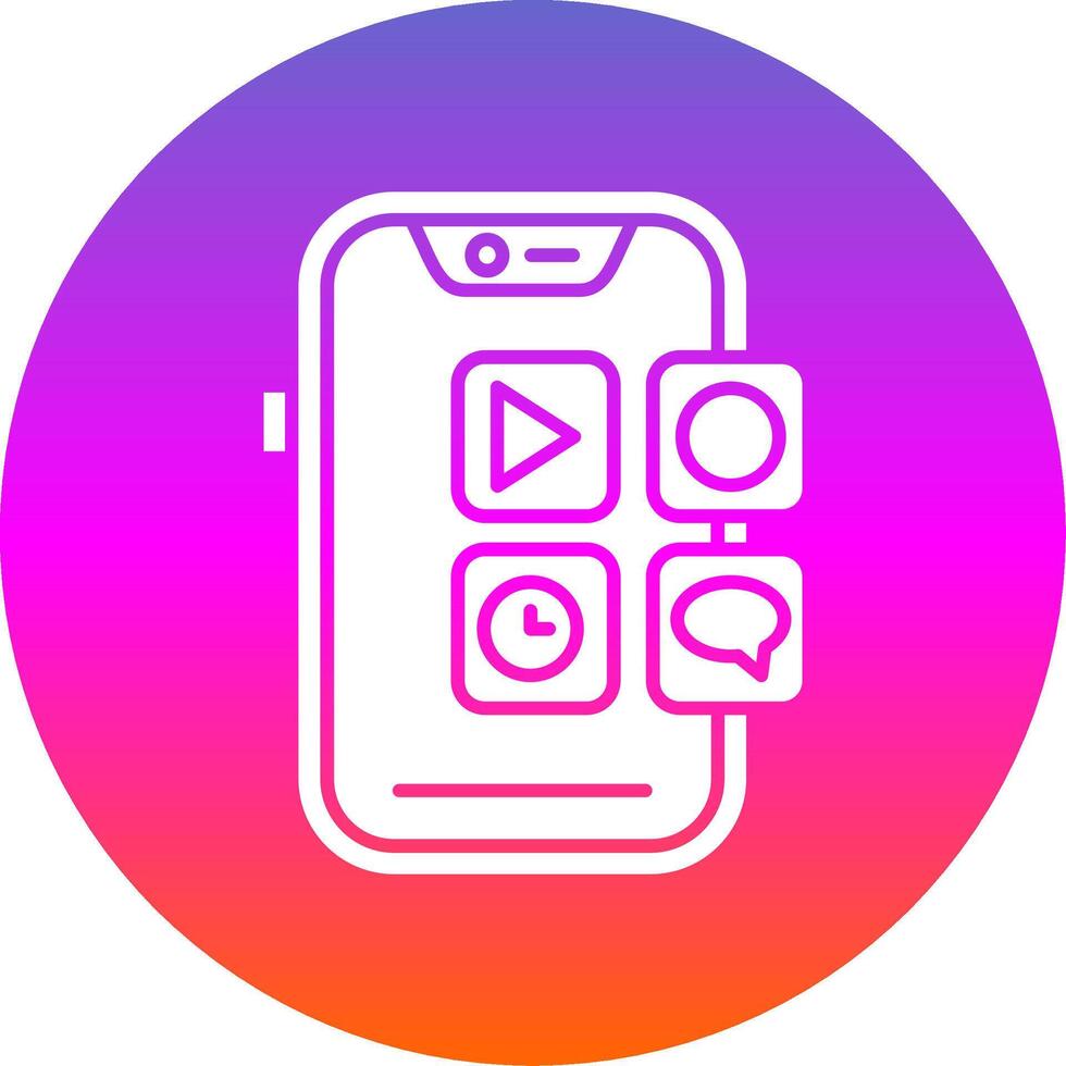 mobile application glyphe pente cercle icône vecteur