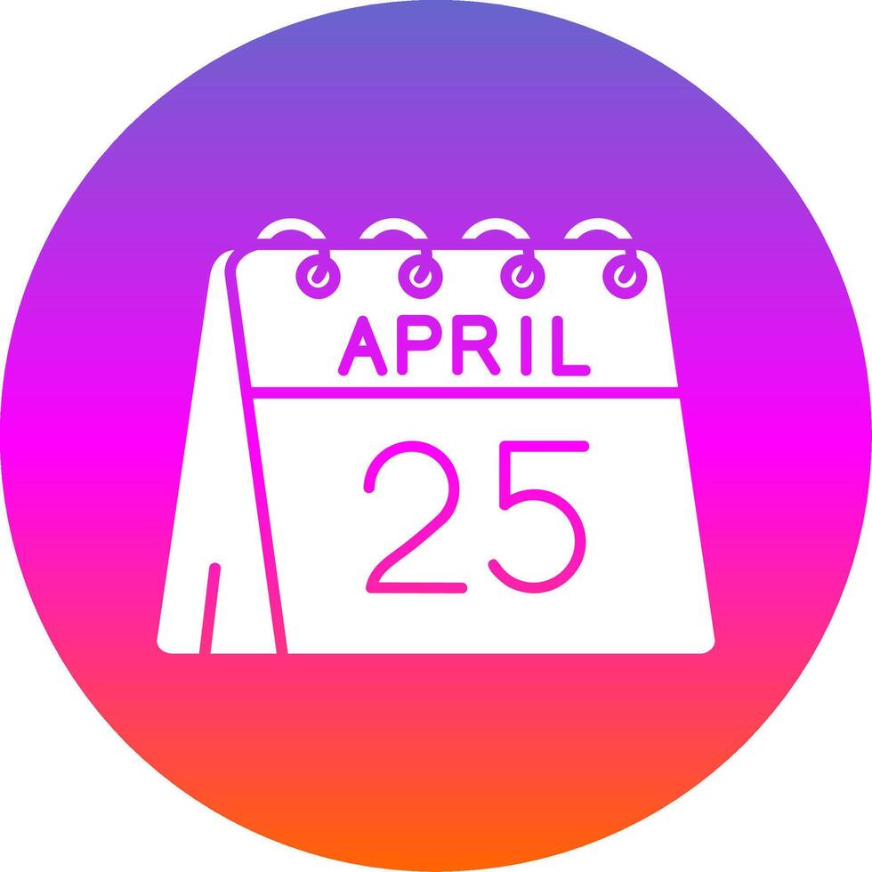 25ème de avril glyphe pente cercle icône vecteur