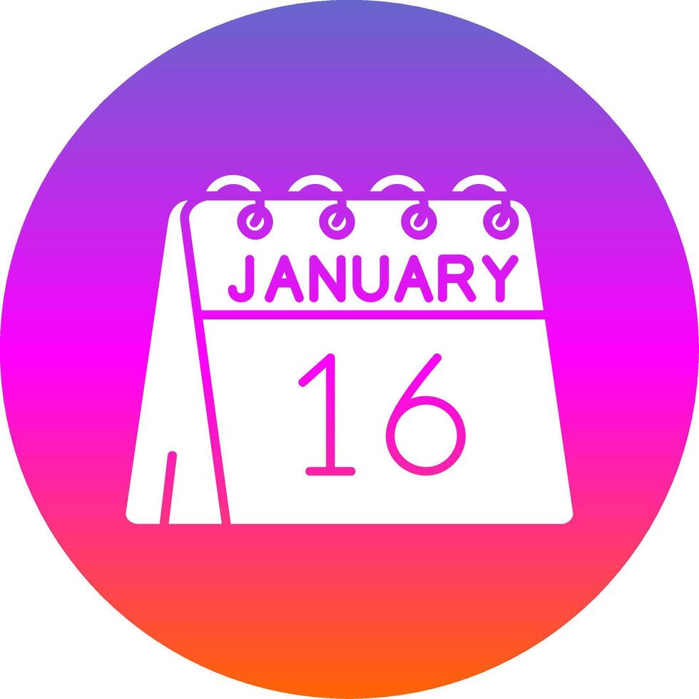 16e de janvier glyphe pente cercle icône vecteur