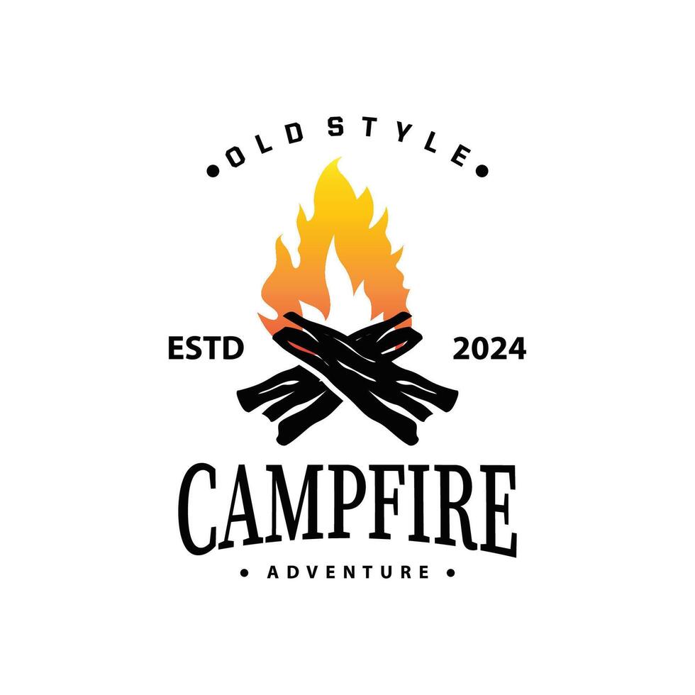 conception bois et feu, logo feu de camp feu vecteur camping aventure ancien illustration