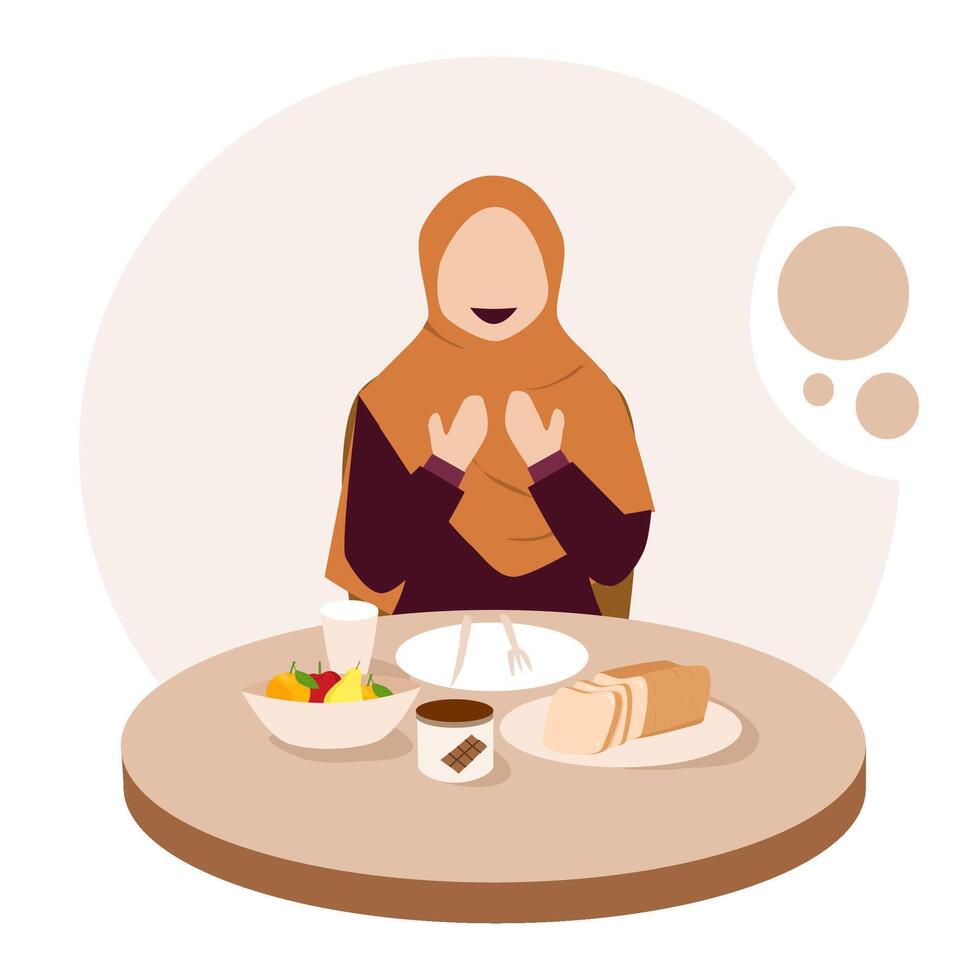 musulman prier avant alimentaire. Ramadan repas illustration vecteur