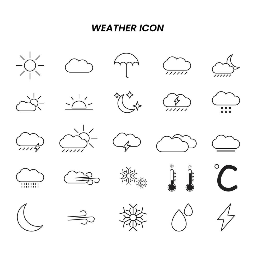 vecteur de jeu d'icônes météo pour le web, la présentation, le logo, l'icône, etc.