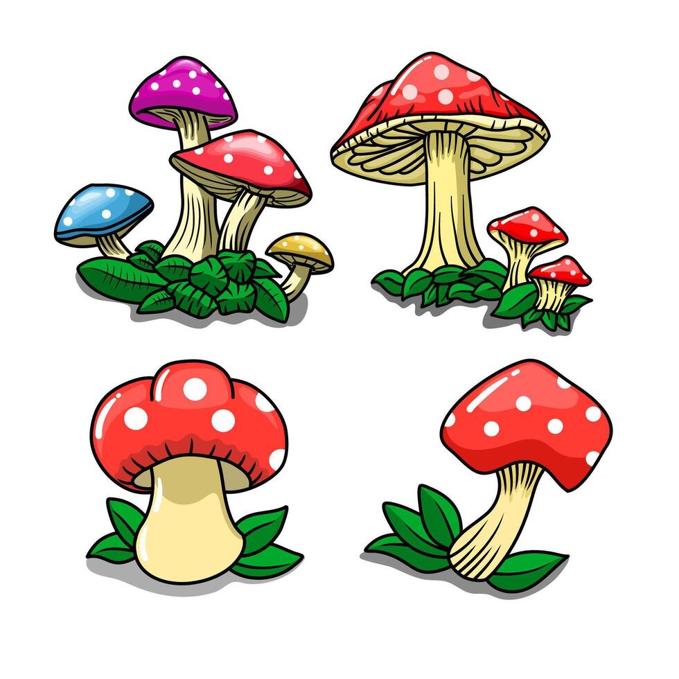 illustration de une mignonne champignon, dans une plat conception style avec une blanc Contexte vecteur