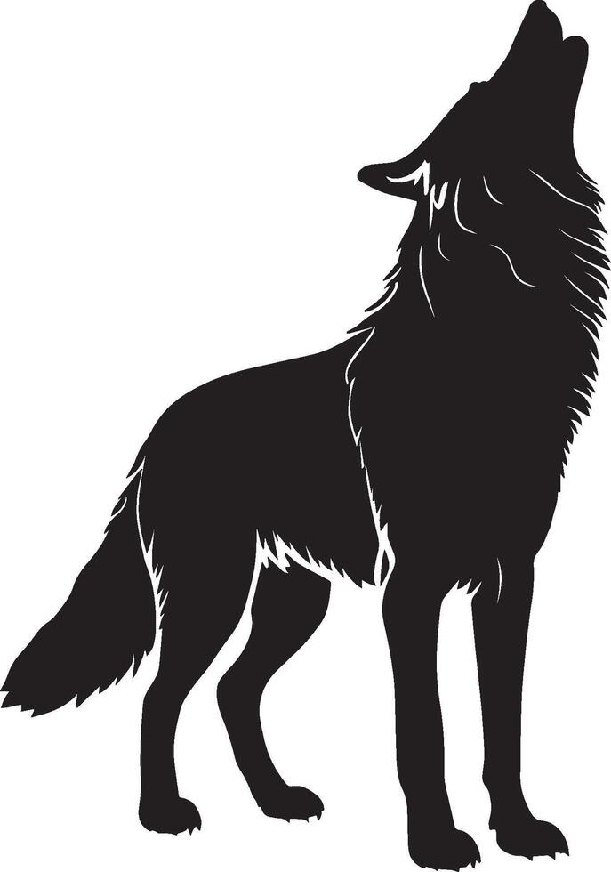 ai généré une Loup hurlement silhouette illustration vecteur