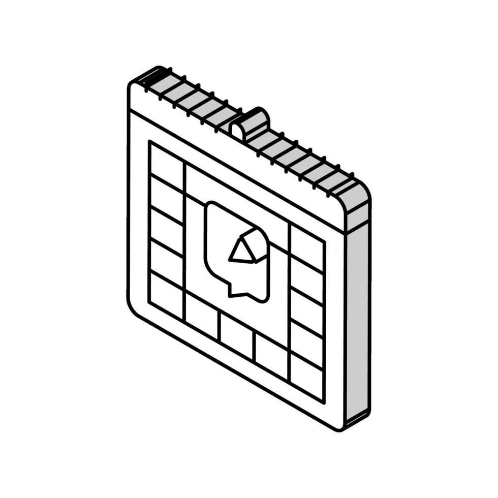 contenu calendrier social médias isométrique icône vecteur illustration