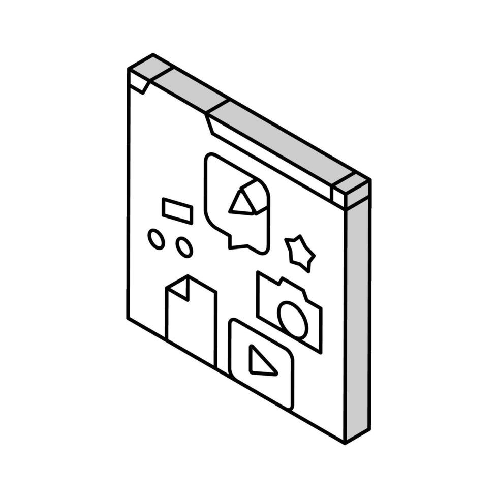 contenu création social médias isométrique icône vecteur illustration