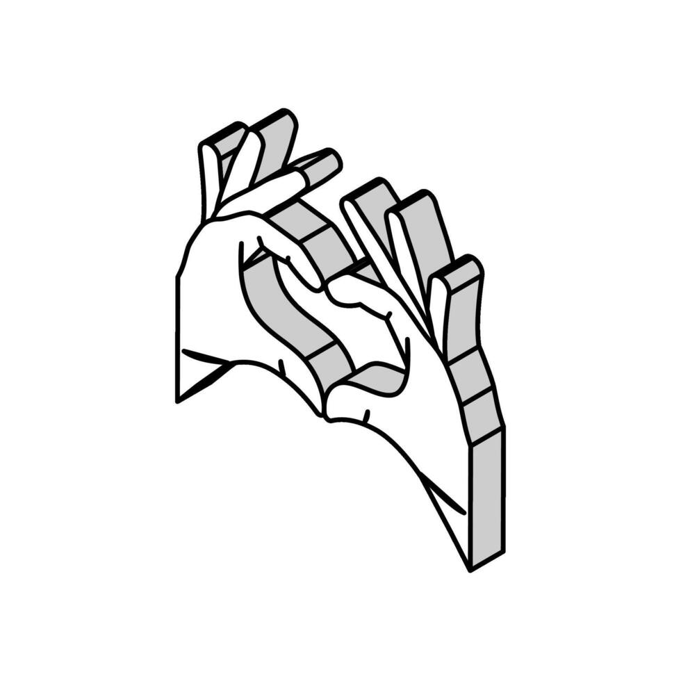 mains cœur geste isométrique icône vecteur illustration