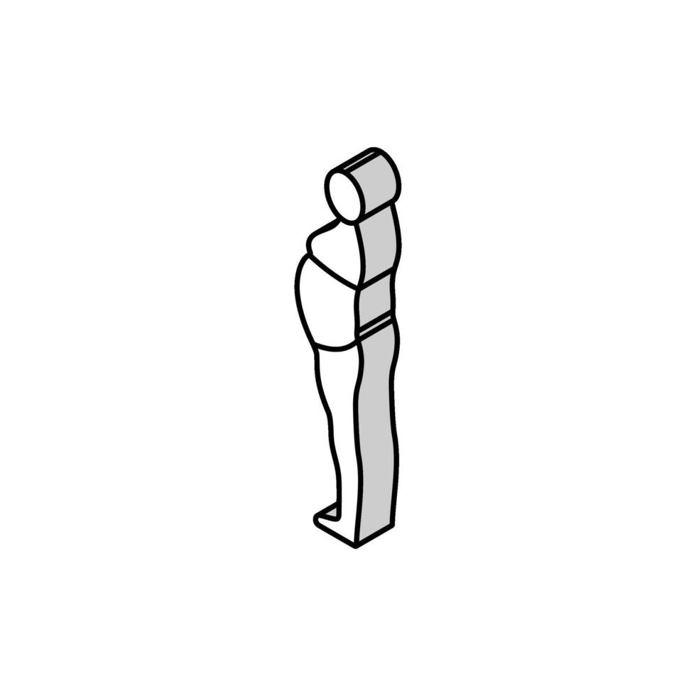 inactivité grand estomac corps type isométrique icône vecteur illustration