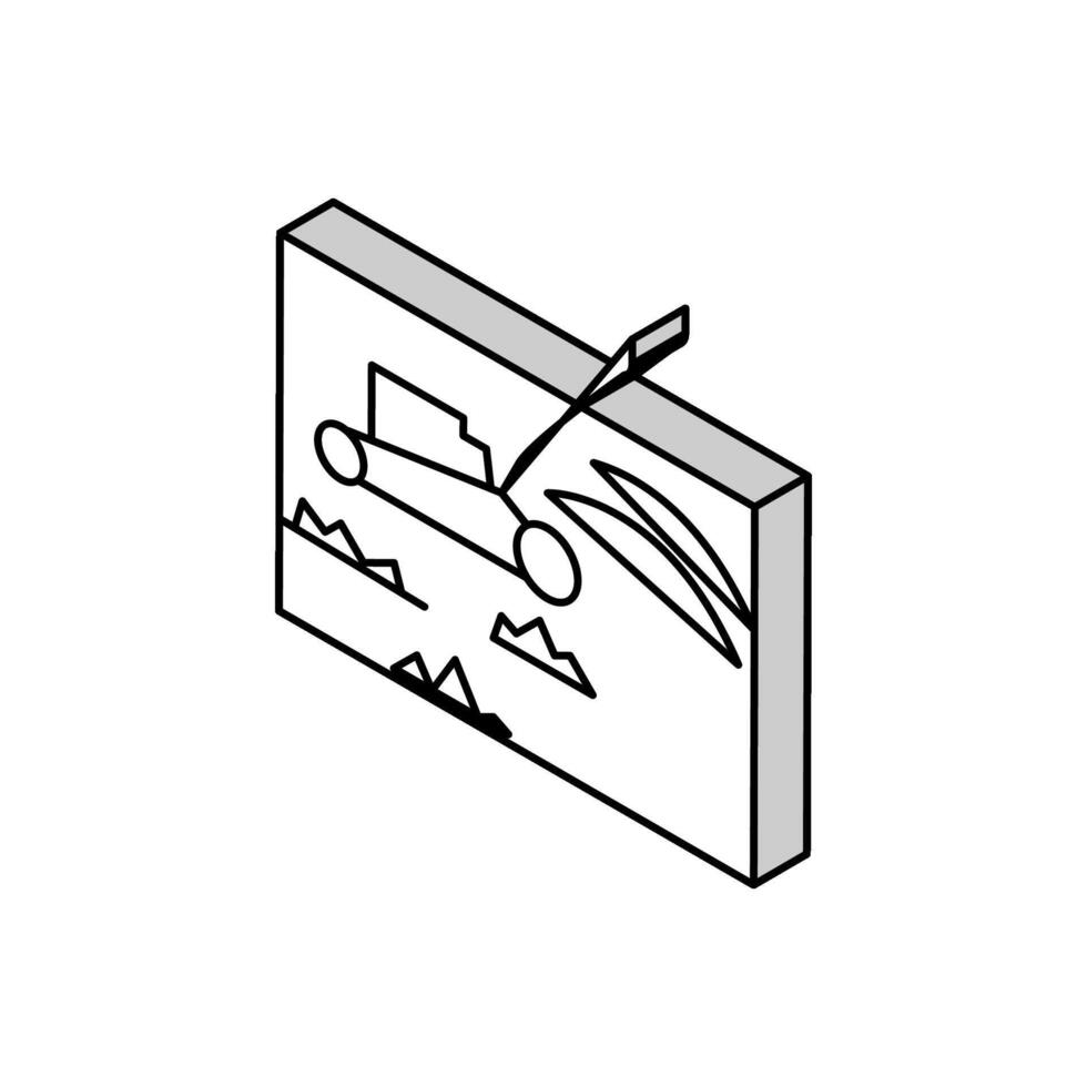 herbe Coupe avec pelouse tondeuse isométrique icône vecteur illustration