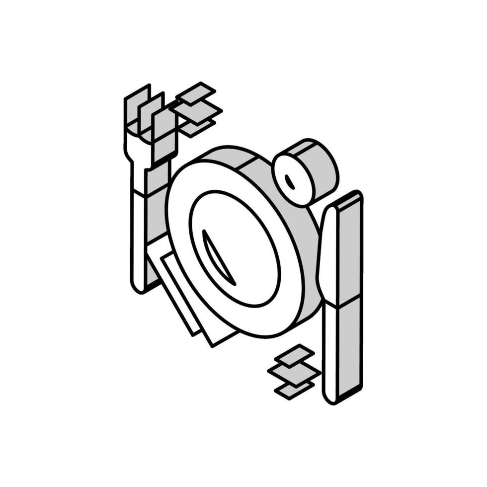 plaque, fourchette et couteau ustensile isométrique icône vecteur illustration