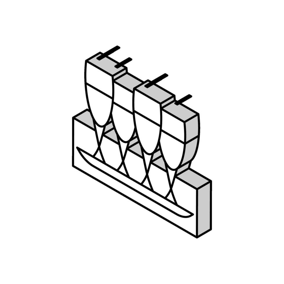 boisson des lunettes sur plateau isométrique icône vecteur illustration