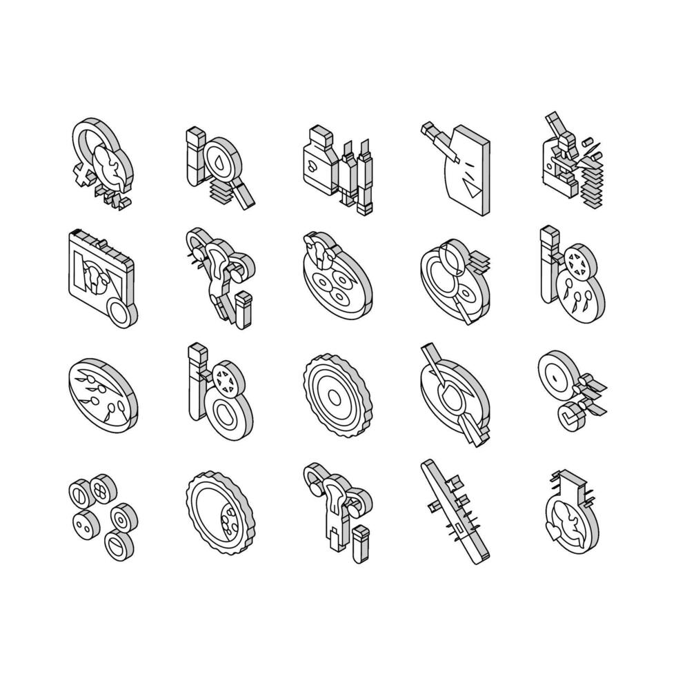 fertilisation traiter collection isométrique Icônes ensemble vecteur