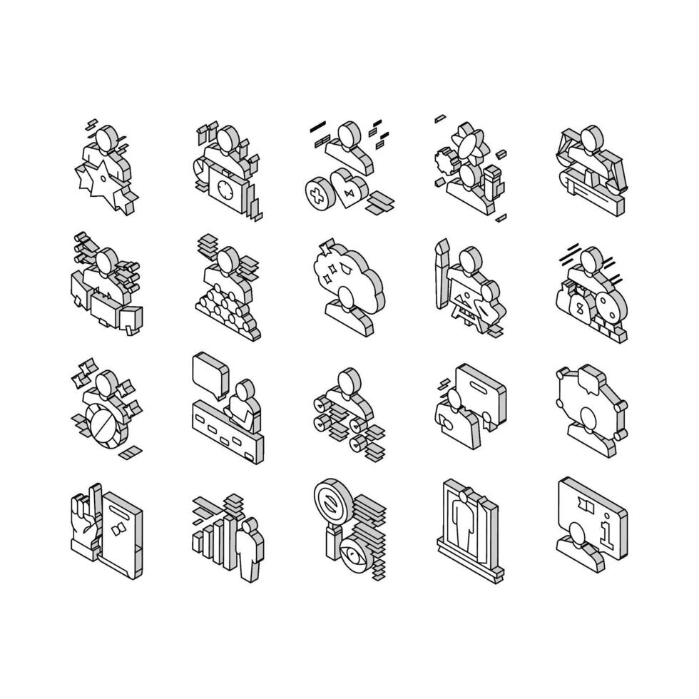 expert Humain compétences collection isométrique Icônes ensemble vecteur