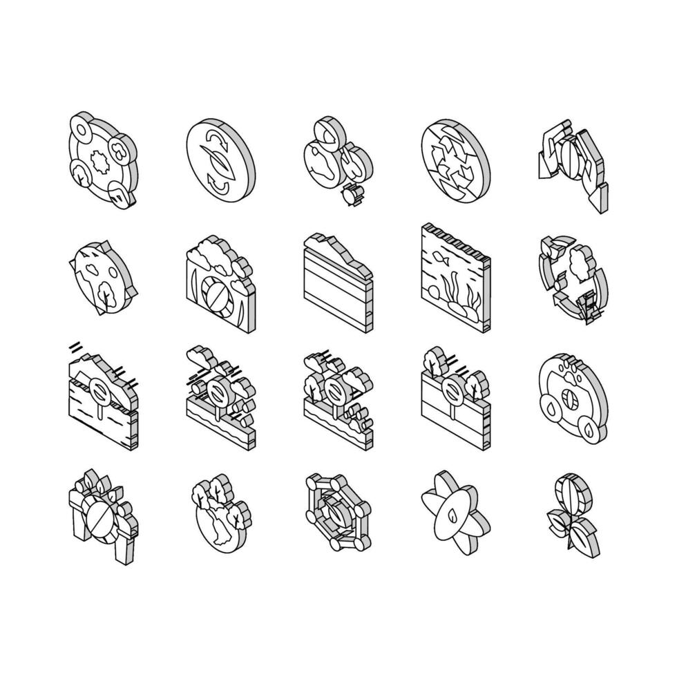 écosystème environnement collection isométrique Icônes ensemble vecteur