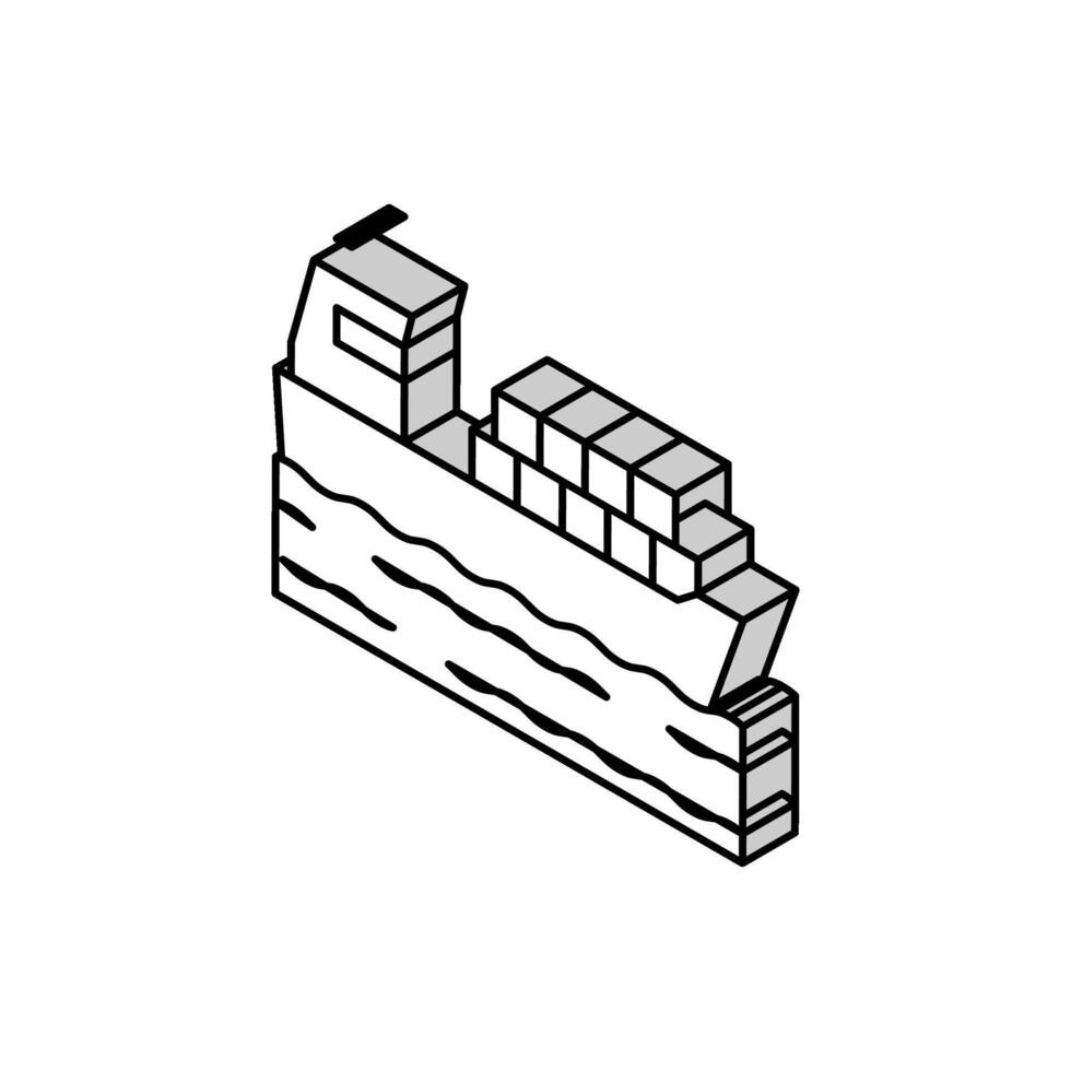 navire livraison conteneurs isométrique icône vecteur illustration