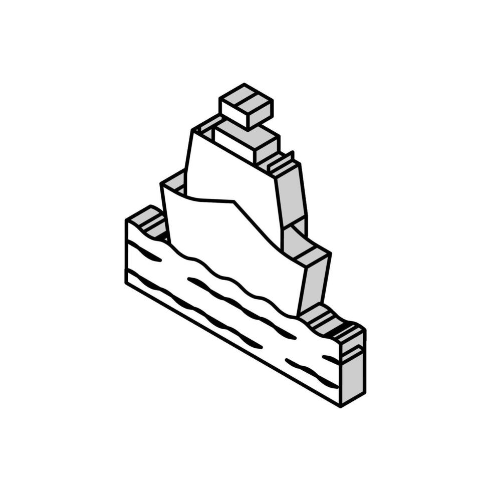 navire entrer dans Port isométrique icône vecteur illustration