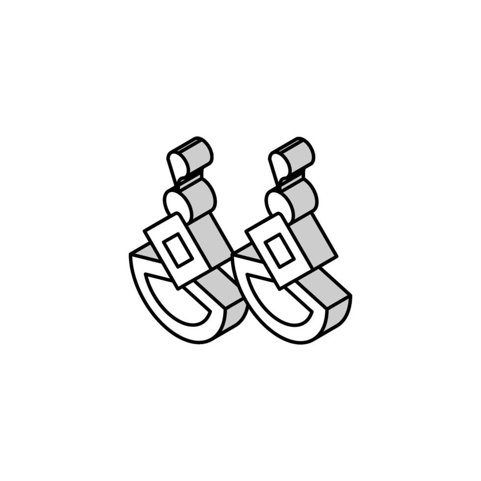 des boucles d'oreilles bijoux isométrique icône vecteur illustration