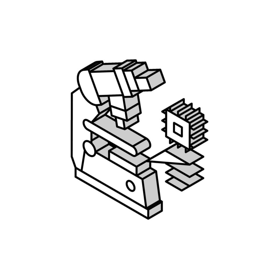 recherche microscope semi-conducteur fabrication isométrique icône vecteur illustration