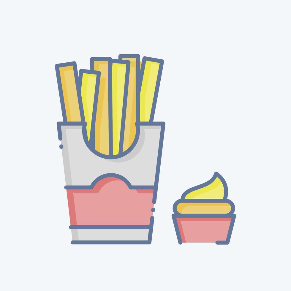 icône français frites. en relation à vite nourriture symbole. griffonnage style. Facile conception modifiable. Facile illustration vecteur