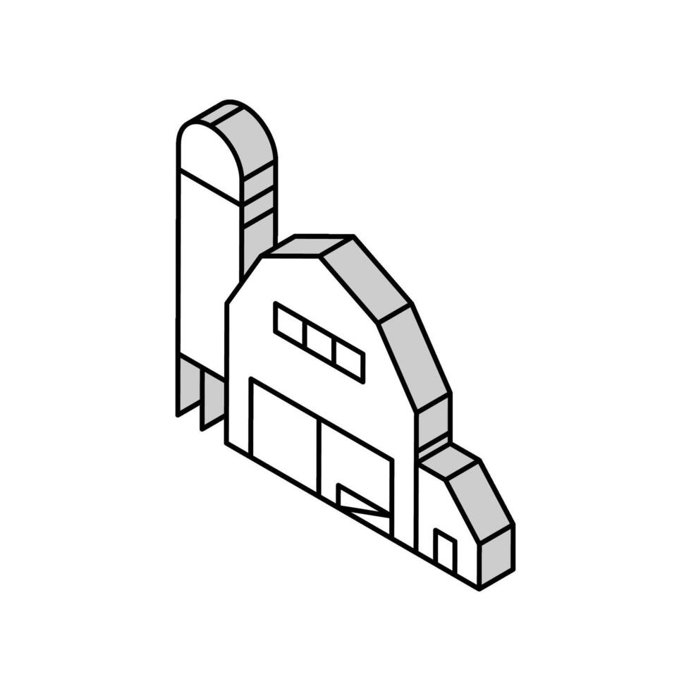ferme bâtiment isométrique icône vecteur illustration
