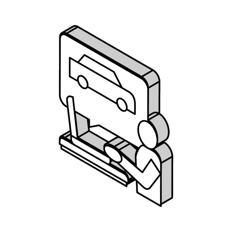 conduite tester préparation isométrique icône vecteur illustration