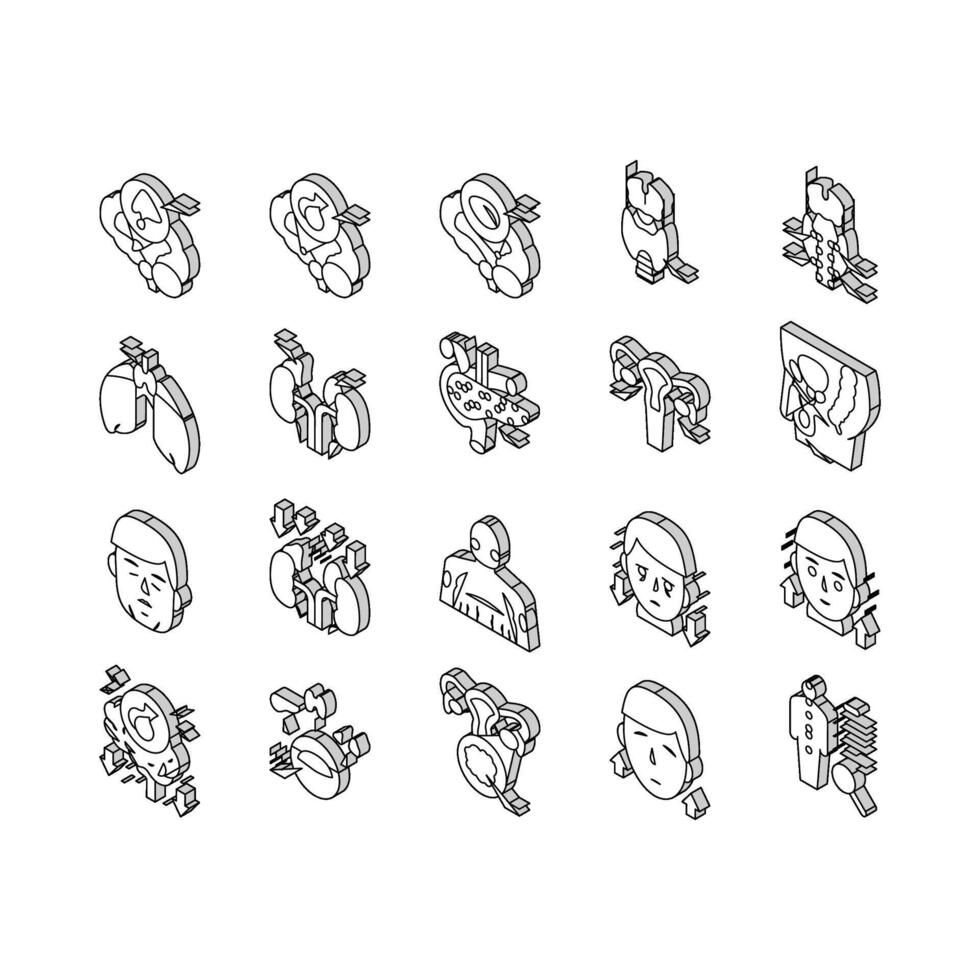 endocrinologie médical maladie isométrique Icônes ensemble vecteur
