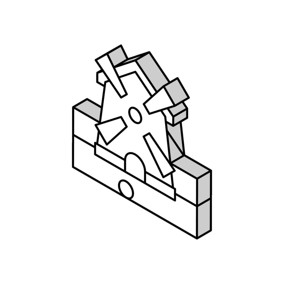 moulin le golf terrain de jeux isométrique icône vecteur illustration