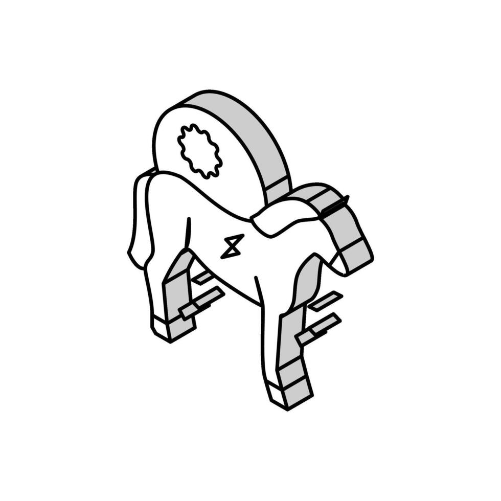encéphalite cheval isométrique icône vecteur illustration